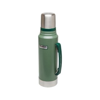Stanley Classic Vakuum-Flasche, 1 Liter, 18/8 Edelstahl, Hammertone grün, Vakuum-Isolation