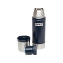 Stanley Classic Vakuum-Flasche, 0.47 Liter, 18/8 Edelstahl,, navy blau, Edelstahl Trinkbecher, Vakuum-Isolation