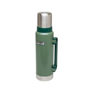 Stanley Classic Vakuum-Flasche, 1.3 Liter, 18/8 Edelstahl,, Hammertone grün, Edelstahl-Trinkbecher, Vakuum-Isolation