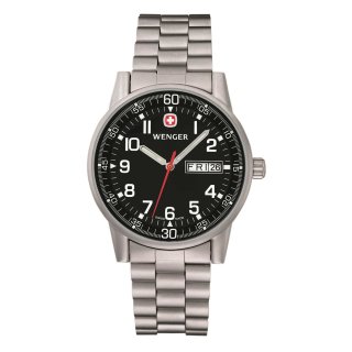 Wenger Uhr Commando Day Date XL, Edelstahl-Armband, WEEE-Reg.-Nr. DE67518601