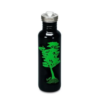 800ml/27oz Klean Kanteen Trinkflasche auslaufsicher und rostfrei - Grow, schwarz mit grünem Baummotiv