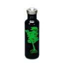 800ml/27oz Klean Kanteen Trinkflasche auslaufsicher und rostfrei - Grow, schwarz mit gr&uuml;nem Baummotiv