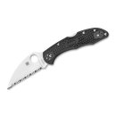 Delica 4 Lightweight Flat Ground Black Wharncliffe Serrated