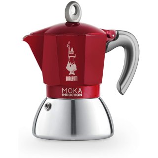 Bialetti New Moka Induction, Kaffeemaschine für Induktion geeignet, Aluminium/Stahl, 4 Tassen, Red