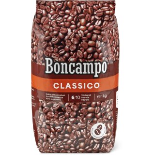 Boncampo Classico Ganze Kaffeebohnen 1kg, Stärkegad 7/10