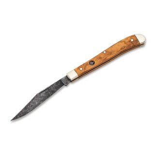 Böker Manufaktur Solingen Taschenmesser Delicate Acid Olive - Picknickmesser mit einer nicht rostfreie Klinge aus Kohlenstoffstahl - Mit hochwertigem Filz-Etui zur Aufbewahrung