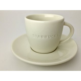STARBUCKS Espresso Tasse und Unterteller Set weiß Tasse Gravur BENTURE