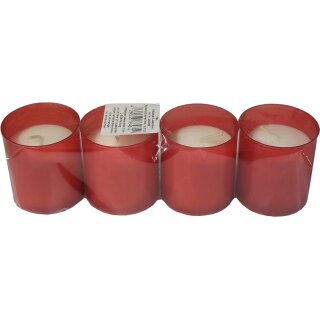 Gala-Kerzen GmbH 4er-Pack Stundenbrenner, rote Hülle