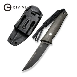 CIVIVI Tamashii D2 Black Stonewashed Fixed Knife Micarta Dunkelgrün