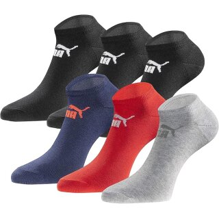 Puma Sneakersocken 18 Paar Pack Statement Edition - Damen und Herren - Black-Blue-Red-Grey - Gr. 43-46