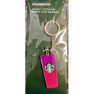 Starbucks Enamel Keychain Emaille Schlüsselanhänger Becher rot/violett