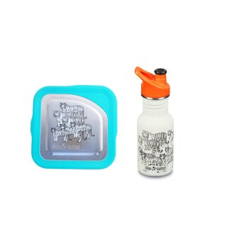 Klean Kid Classic 355ml Sport Cap & Food Box Lunch Tigers