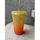 Starbucks Studded Ombre Grande Tumbler Orange Becher Bling Gelb 473ml