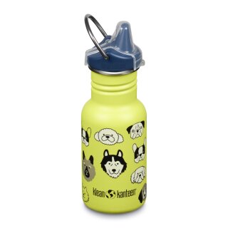 Klean Kanteen Edelstahl Trinkflasche Kid Classic 355ml Sippy Cap Dogs
