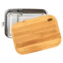 CJH Edelstahl Lunch Box L, Bambus-Deckel, Fachteiler