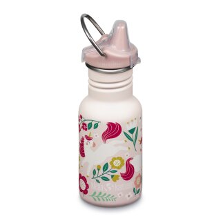 355ml Kid Kanteen®Classic Narrow (Sippy Cap) Leaping Unicorn hellrosa
