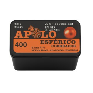 Apolo Diabolos & Stahlrundkugeln: Premium Munition Kal. 4,5mm Luftgewehr, Luftpistole, CO2-Waffen - inklusive ausgefallener Modelle (4,5mm / .177, BBs Esferico verkupfert - 400 STK.)