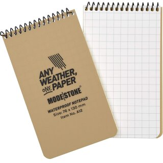 Modestone Notizblock wasserfest 76 x 130mm 50 Blatt Hellbraun