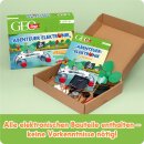 FRANZIS GEOlino Experimentierkasten Abenteuer Elektronik, Set mit Solarmodul, LEDs, Solarmotor, Propeller, Handbuch und weiterem Zubehör, ab 8 Jahren, keine Vorkenntnisse nötig