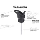 Klean Kanteen®Flip Seal Sport Cap Schwarz Black Teleskop-Trinkhalm