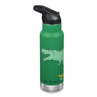 Klean Edelstahl Isolierflasche Kid 355ml Flip Cap Dino Scate green