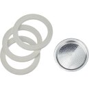 Bialetti Ersatzdichtungen 3 Dichtungen + 1 Filter 3/4 Tassen Rot
