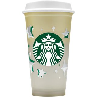 STARBUCKS Wiederverwendbarer Becher mit Farbwechsel, Goldgrande 473 ml