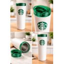 Starbucks Snow Tumbler white green lid insulated 476ml