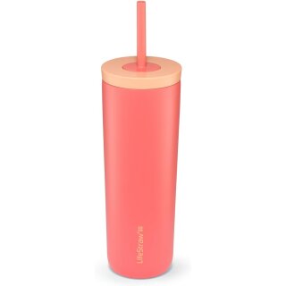 LifeStraw Go Series Tumbler 18oz Stainless Steel Apricot Pink
