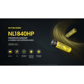 Nitecore Li-Ion Akku 18650, 4000mAh High Performance