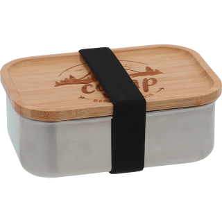 Edelstahldose mit Bambusdeckel und Gummiband 800 ml