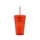 Starbucks Cold Cup Tumbler Grid Orange 473 ml mit Trinkhalm