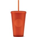 Starbucks Cold Cup Tumbler Grid Orange 473 ml mit Trinkhalm