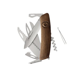 Swiza D09R AM SAW & SCISSORS Wood Walnut Made in Switzerland