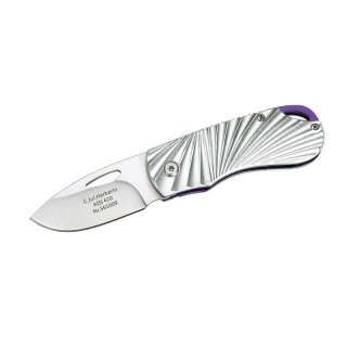 Herbertz Einhandmesser, rostfreier Stahl AISI 420,, Liner Lock, Aluminiumschalen, violette Platinen, Clip
