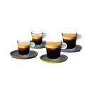 Nespresso Glass Set Espresso & Lungo 4x farbige Untertassen
