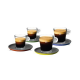Nespresso Glass Set Espresso & Lungo 4x farbige Untertassen