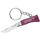 Opinel Mini-Messer, Schlüsselanhänger, Stahl 12C27, rostfrei, violetter Holzgriff