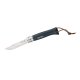 Opinel-Messer Nr. 8, rostfreier Sandvik-Stahl 12C27,, Buchenholzgriff grau, Lederriemen, Virobloc-System