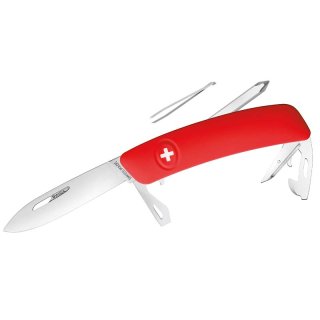 SWIZA Schweizer Messer D04, Stahl 440, Klingensperre,, rote Anti-Rutsch-Griffschalen, 11 Funktionen